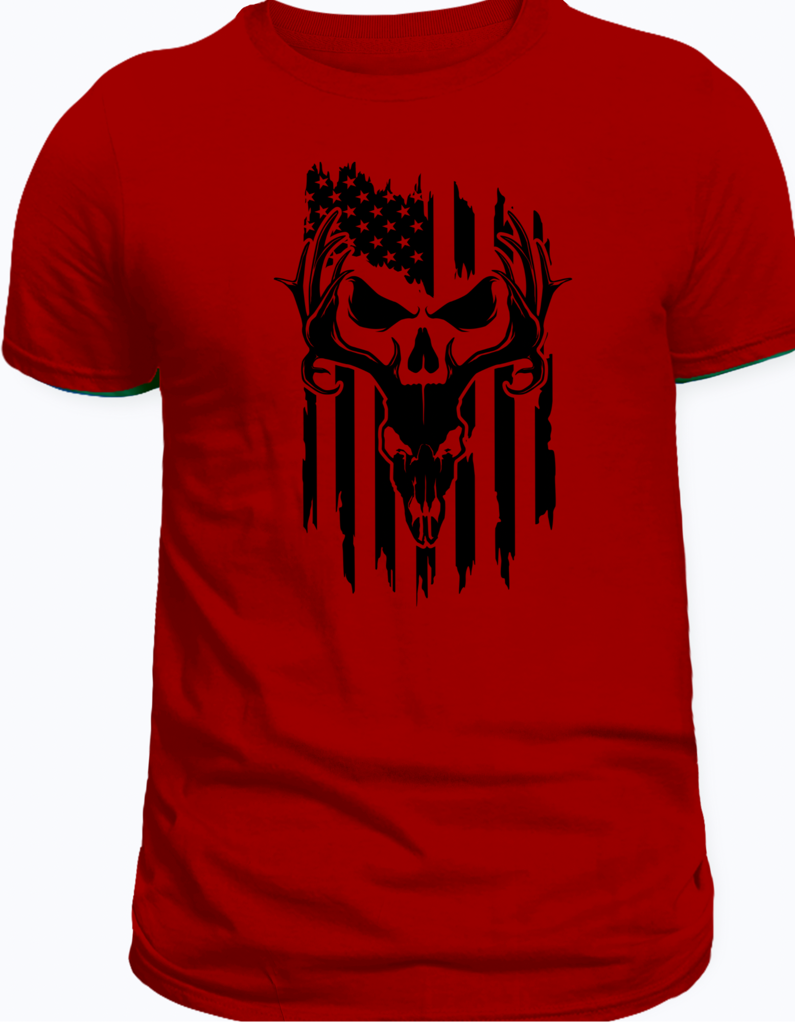 American Flag Deer and Skull T-Shirt